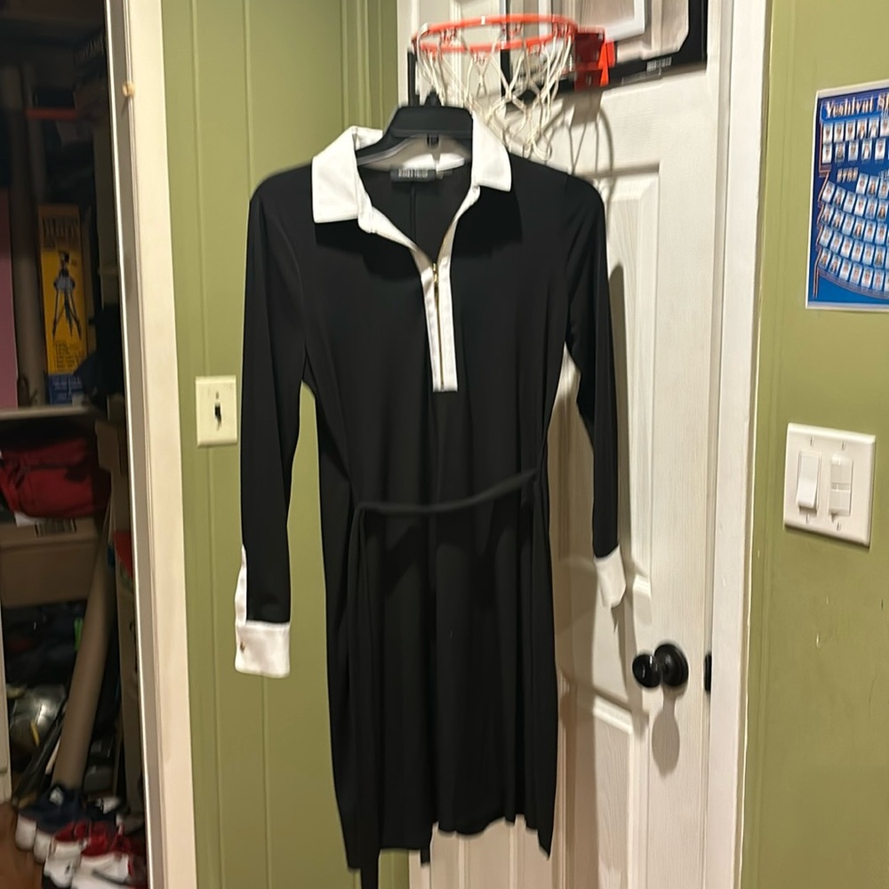 Black dress white collar